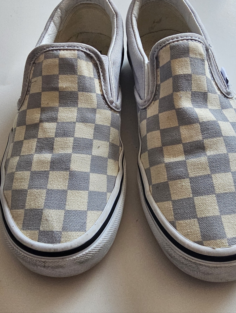 Vans Shoes Womens 6.0 Off The Wall Classic Check Slip On Loafer White Gray